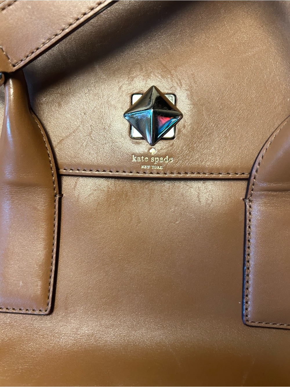 kate spade Tan Leather Top-Handle Satchel with Star Accent - Picture 2 of 8